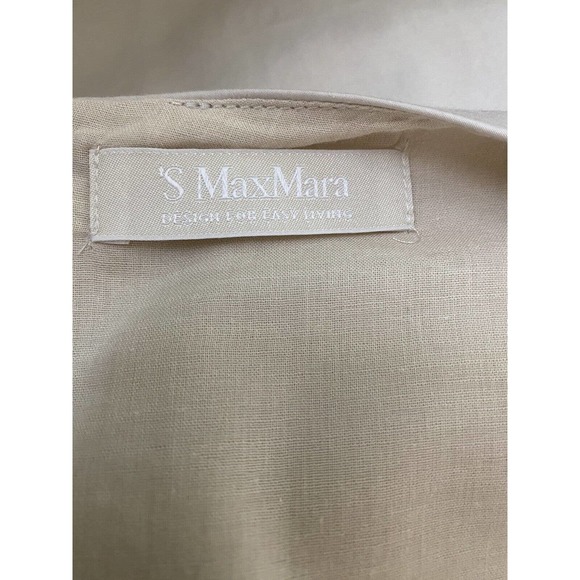 S' Max Mara Dress Sand Beige Cotton Sleeveless Round Neck Sheath Back zi… - Picture 6 of 7